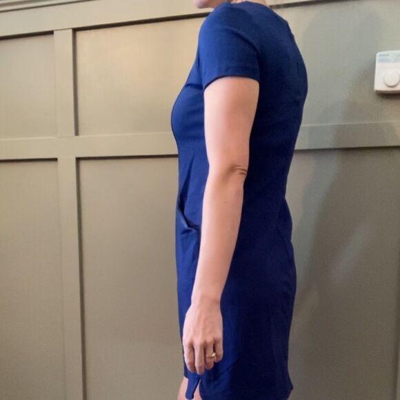 BANANA Republic Seamed Knit Sheath Dress With Pockets Blue Size 0 - Picture 8 of 10